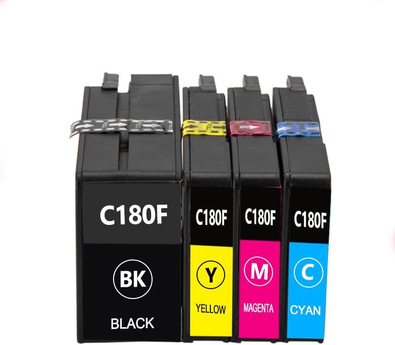 IJMC180F IJM C180f XL Ink Cartridge Remanufactured 408517 408518 408519 408520 IJM C180 Ink Replacement for RICOH IJM C180F Printers Ink (Black, Cyan, Magenta, Yellow, 4 Pack)