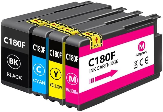 IJMC180F IJM C180f XL Ink Cartridge Remanufactured 408517 408518 408519 408520 IJM C180 Ink Replacement for RICOH IJM C180F Printers Ink (Black, Cyan, Magenta, Yellow, 4 Pack)