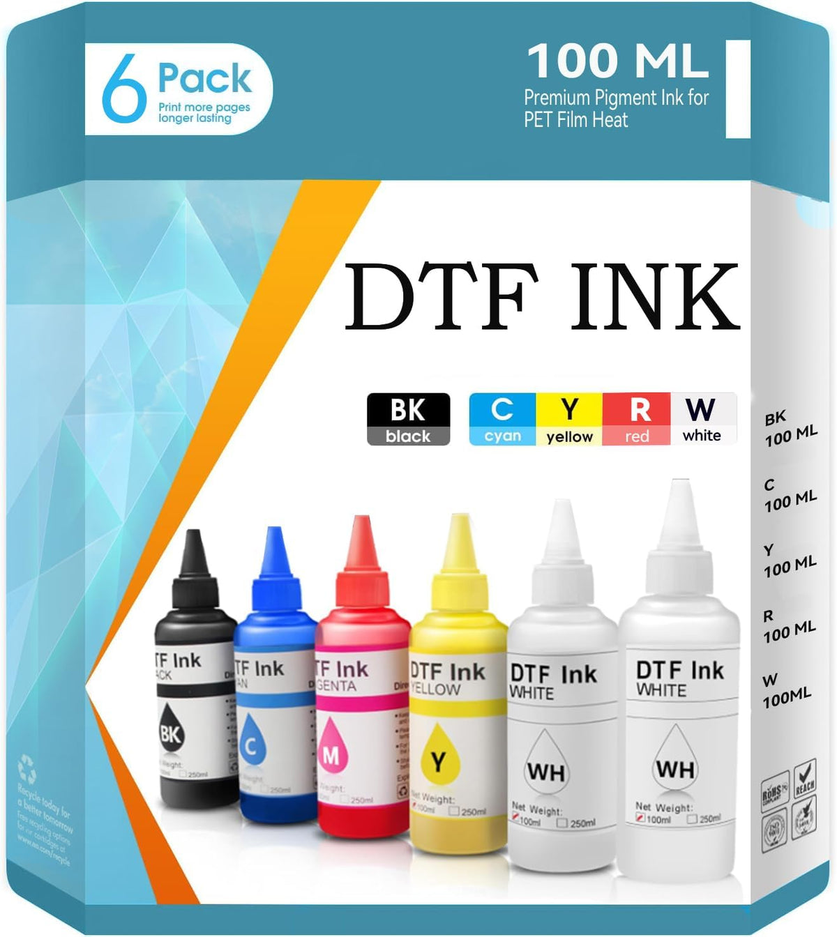 DTF White Ink 500ml Compatible for Printheads Installed DTF Printers L1800 R1390 ET-4800 8550 XP15000 I3200 4720 XP600 TX800 ET2800 L1800 L805 R1390 4720 I3200 XP600 DX7 DX5 5113 and More