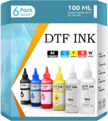 DTF Ink 100ml Combo Pack Compatible for printheads Installed DTF Printers L1800 1390 ET-4800 8550 XP15000 I3200 4720 XP600 TX800 ET2800,(2*White+ 1set Black Cyan Magenta Yellow)