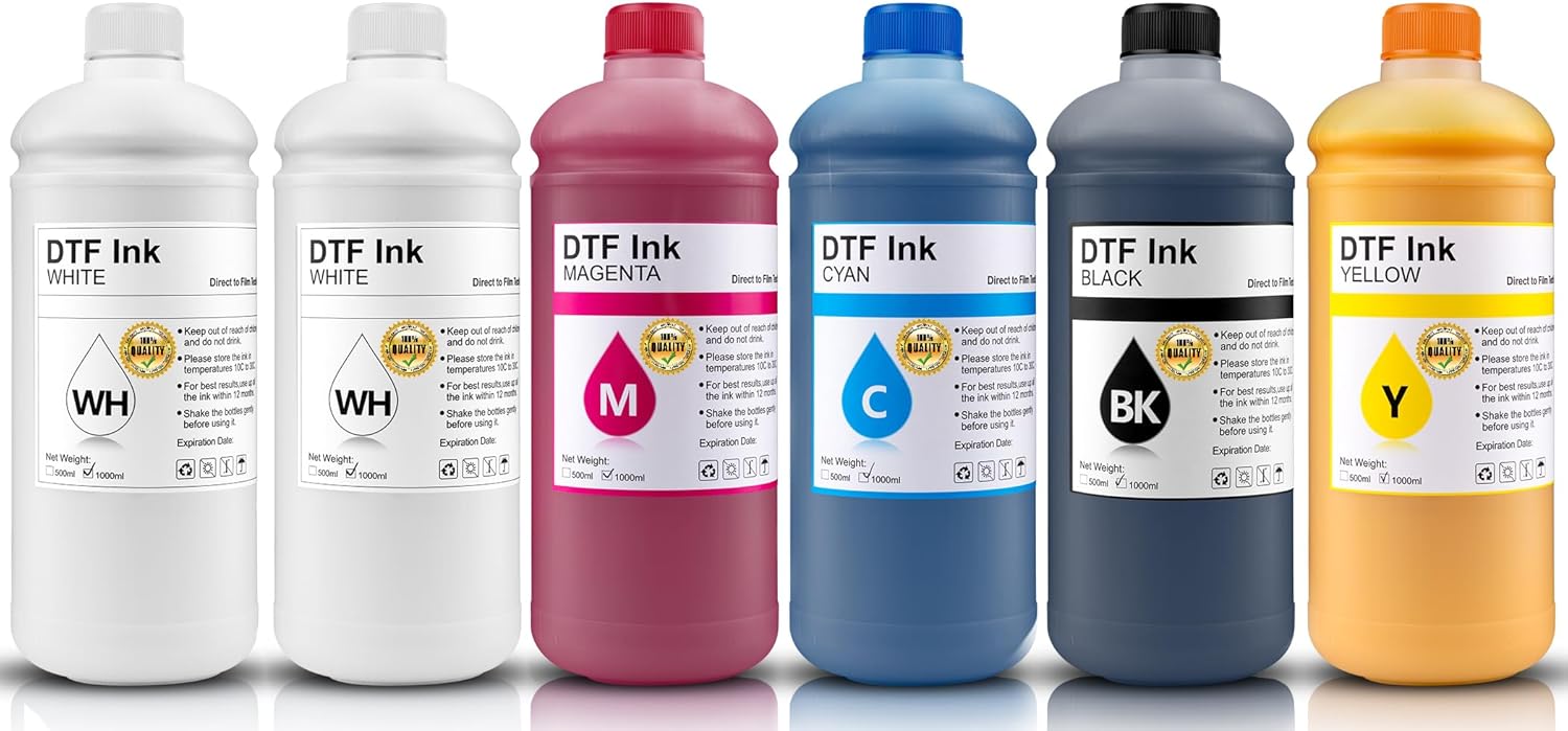 DTF Ink 100ml Combo Pack Compatible for printheads Installed DTF Printers L1800 1390 ET-4800 8550 XP15000 I3200 4720 XP600 TX800 ET2800,(2*White+ 1set Black Cyan Magenta Yellow)