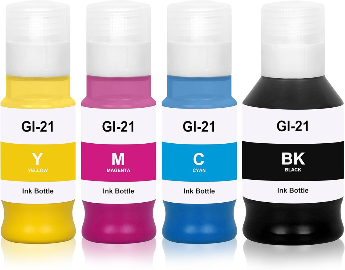 GI-21 G3260 G327 Ink Bottles Compatible for Canon GI 21 GI21 Ink Refill Bottles,Work for Canon Pixma G3270 G3260 G4270 G2260 G1220 G1230 G2270 MegaTank Printer (Black Blue Yellow Magenta)