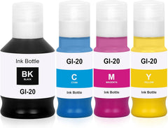 GI-20 Ink Bottle GI 20 GI20 Refill Ink Bottles Compatible for Canon PIXMA G6020 G5020 G7020 MegaTank Printer (Black,Cyan,Magenta,Yellow,170ML,70ML)